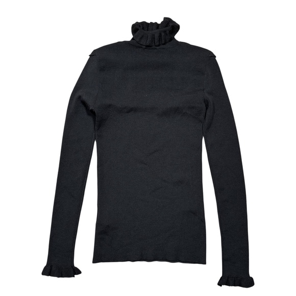 Valentino RED Merino Wool Ruffle Lace Turtleneck Sweater Womens Small - Picture 2 of 10